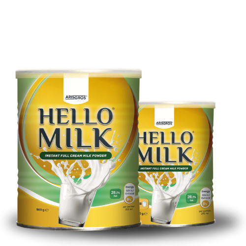 HELLO MILK - Nɔnɔ mugu min bɛ kɛ yɔrɔnin kelen - Box de 12 bidons (900g) .