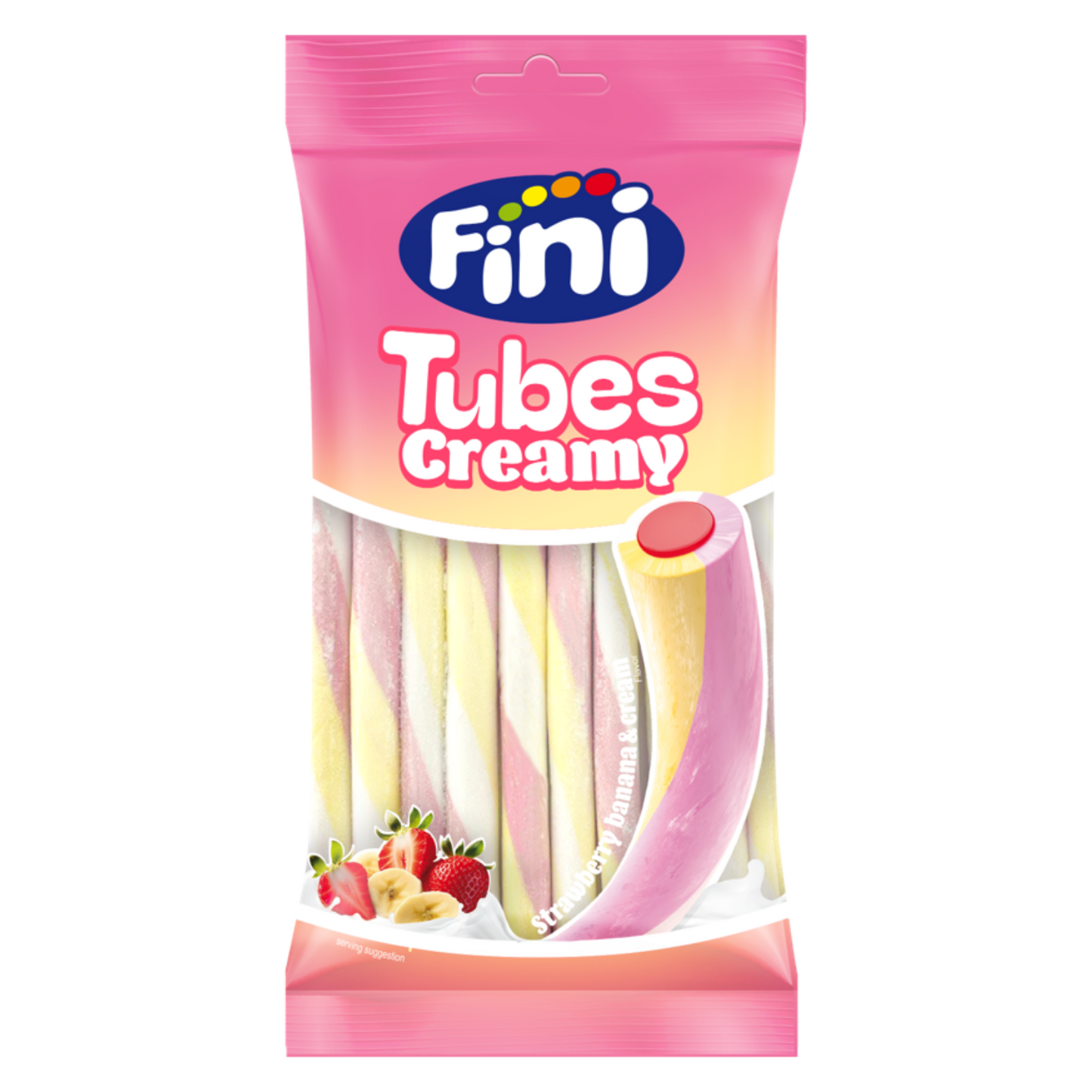 Fini - Tubes Creamy Fraise-Banane Halal (80g) - Colis de 12 sachets