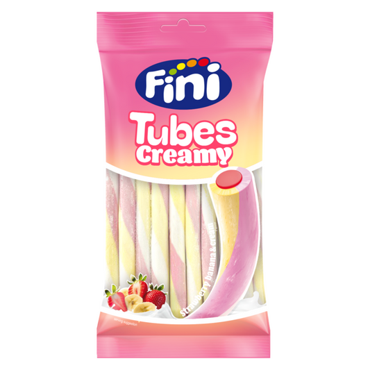 Fini - Tubes Creamy Fraise-Banane Halal (80g) - Colis de 12 sachets