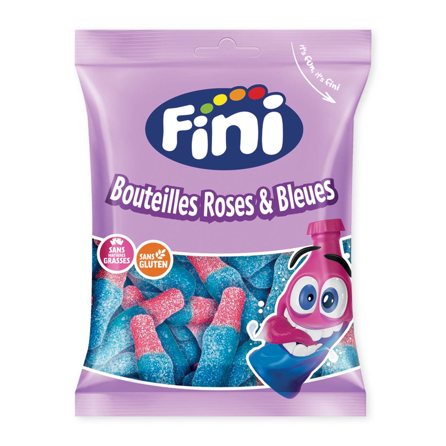 Fini - Bouteilles Roses Bleues Halal (90g) - Colis de 12 sachets