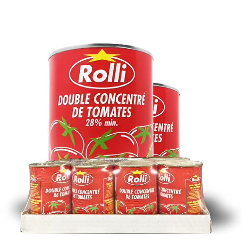 ROLLI - Double concentré de tomates (1/6) - Lot de 10 cartons de 24 lot de 2 boites (140g)