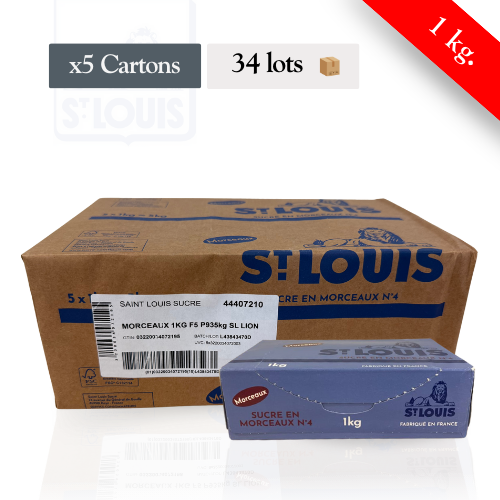SAINT LOUIS - Sucre en morceaux (N°4) - Lot de 34 lots de 5 cartons (1kg)