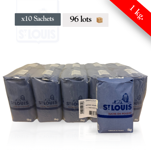 SAINT LOUIS - Sucre en poudre - Palette de 96 lots de 10 sachets (1kg)