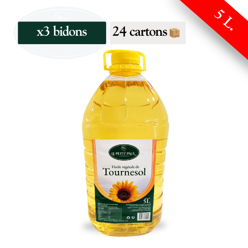 LE PETIT PAUL - Huile de tournesol - Demi palette de 24 cartons de 3 bidons (5l)