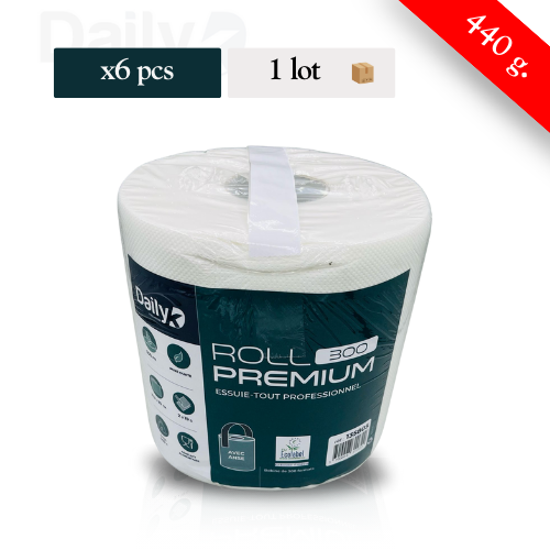 DAILYK - ROLL 300 Premium - Essuie-tout professionnel - Lot de 6 rouleaux