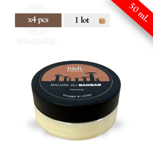 BADI - BAUME AU BAOBAB VISAGE ET CORPS - Senteur Santang - Lot de 4 pots (50ml)