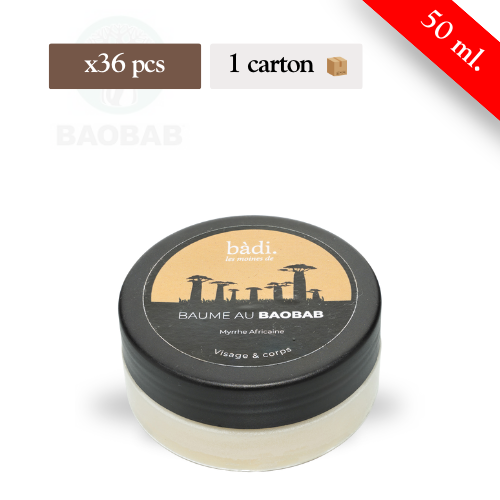 BADI - BAUME AU BAOBAB VISAGE ET CORPS - Senteur Myrrhe Africaine - Carton de 36 pots (50ml)