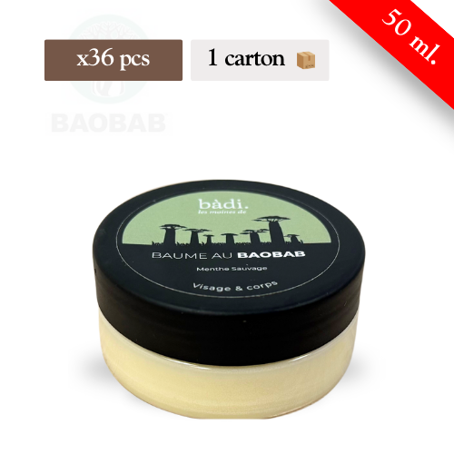 BADI - BAUME AU BAOBAB VISAGE ET CORPS - Senteur Menthe sauvage - Carton de 36 pots (50ml)