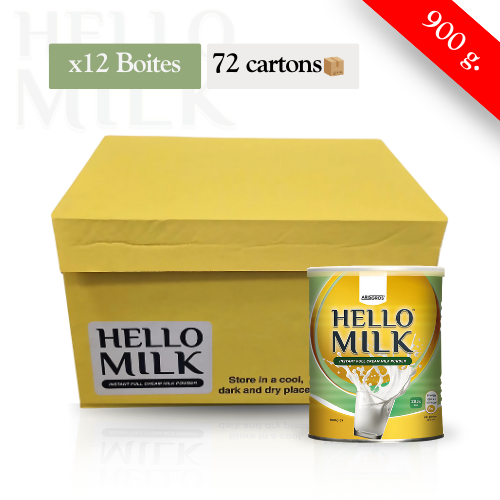 HELLO MILK - Lait en poudre instantané - Palette US de 72 cartons de 12 boites (900g)